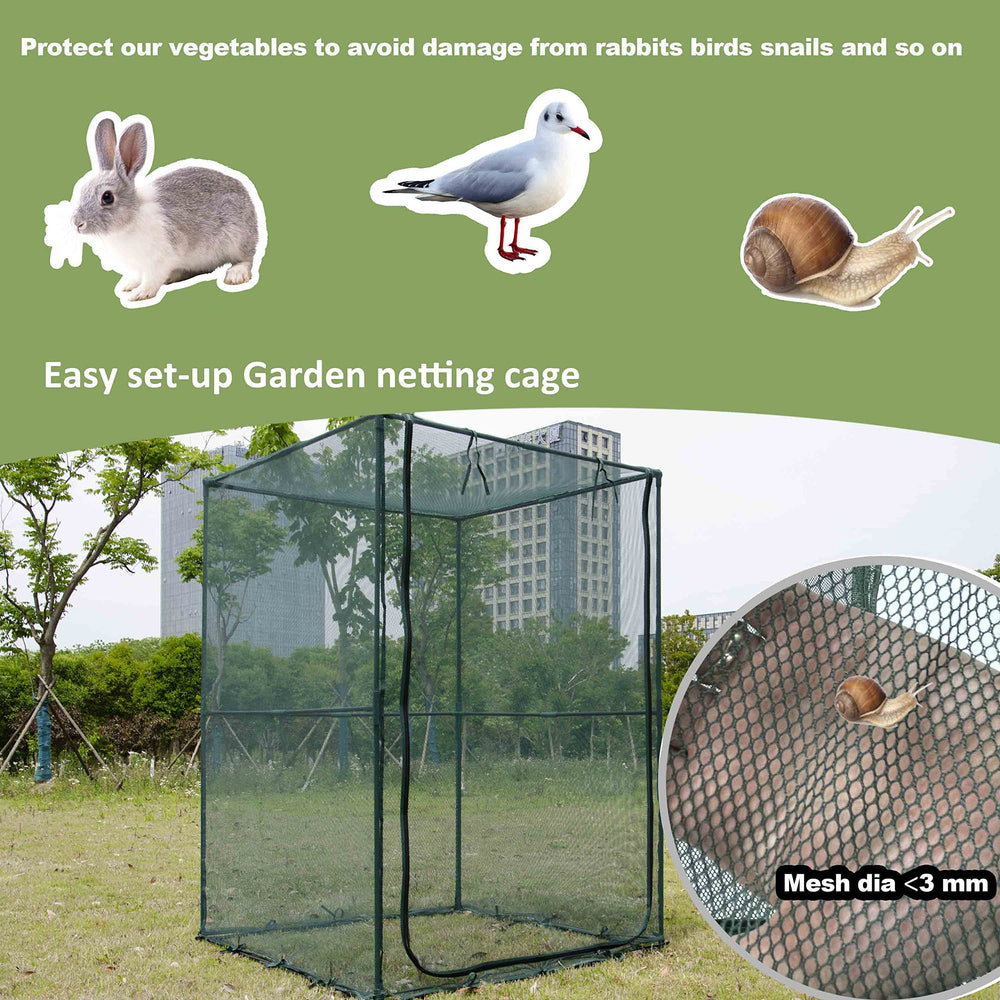 open door of porayhut plant netting cover showing interior