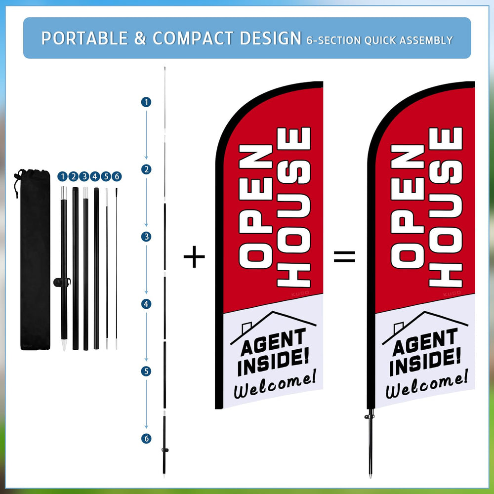 Open House Flag with its pole at full height