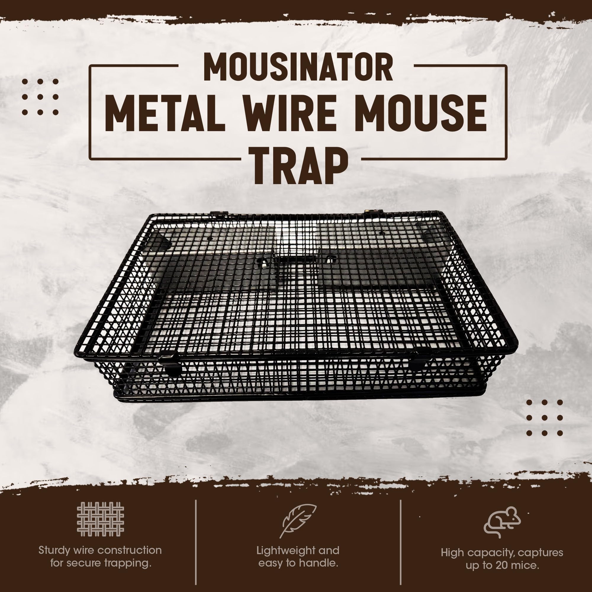 Open mesh design of Rugged Ranch Mousinator mouse trap