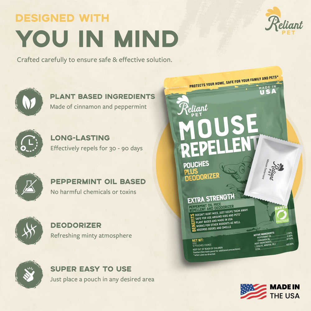Open package of Reliant Pet Mouse Repellent Pouches