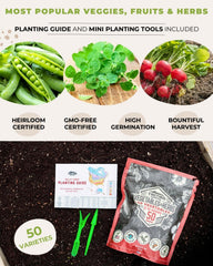 Open Tactiko seed kit showing variety of seeds packets