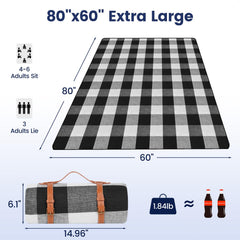 open view of sapsisel extra large picnic blanket on grass