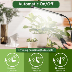 OPENBEAUTY LED Grow Light 20W with clip attached to a plant
