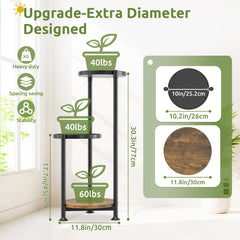 Oppro 3 Tier Plant Stand side angle with plants