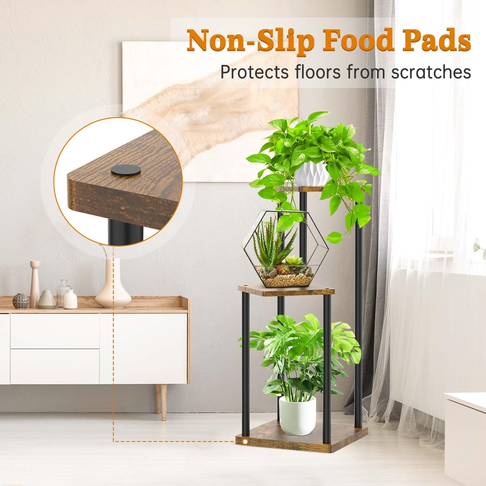 Oppro 3 Tier Plant Stand side view showcasing tiers