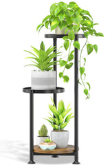 Oppro 3 Tier Plant Stand Solid Black front view