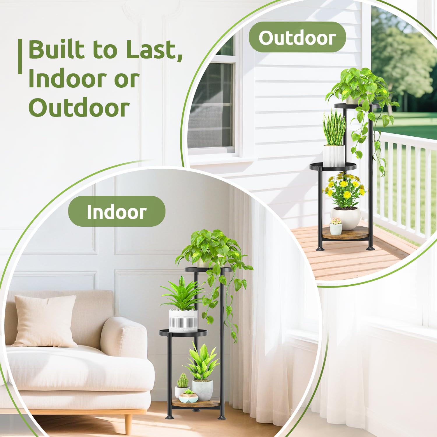 Oppro 3 Tier Plant Stand with adjustable foot pads