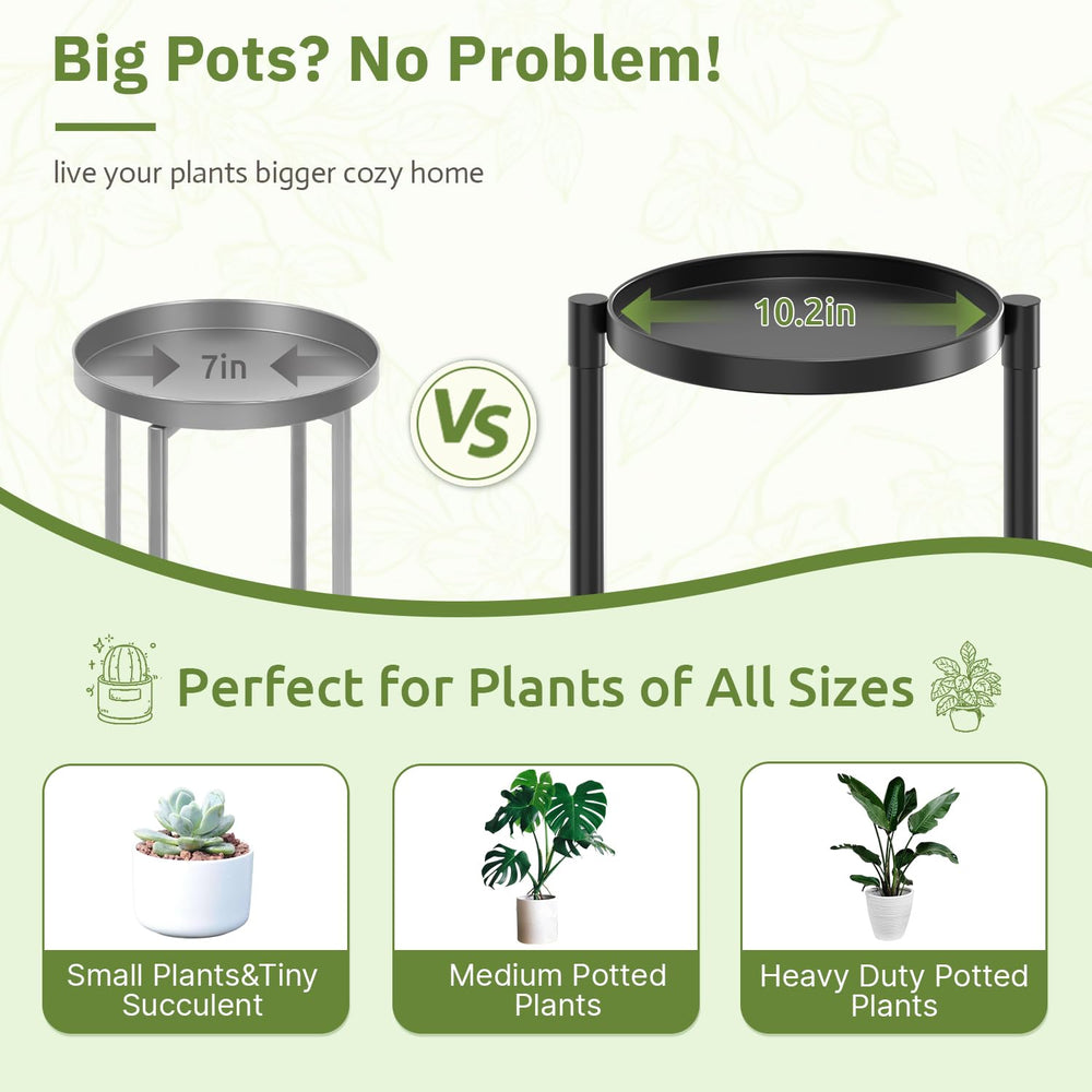 Oppro 3 Tier Plant Stand with large pots displayed