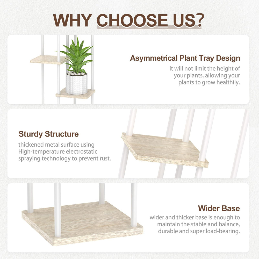 Oppro 6 Tier Tall Plant Stand showcasing plants in a living room