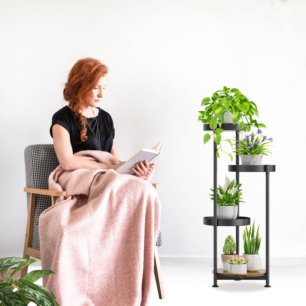 Oppro Plant Stand showcasing combination of metal and wood