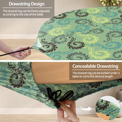 opstellen round table cover close-up of fabric