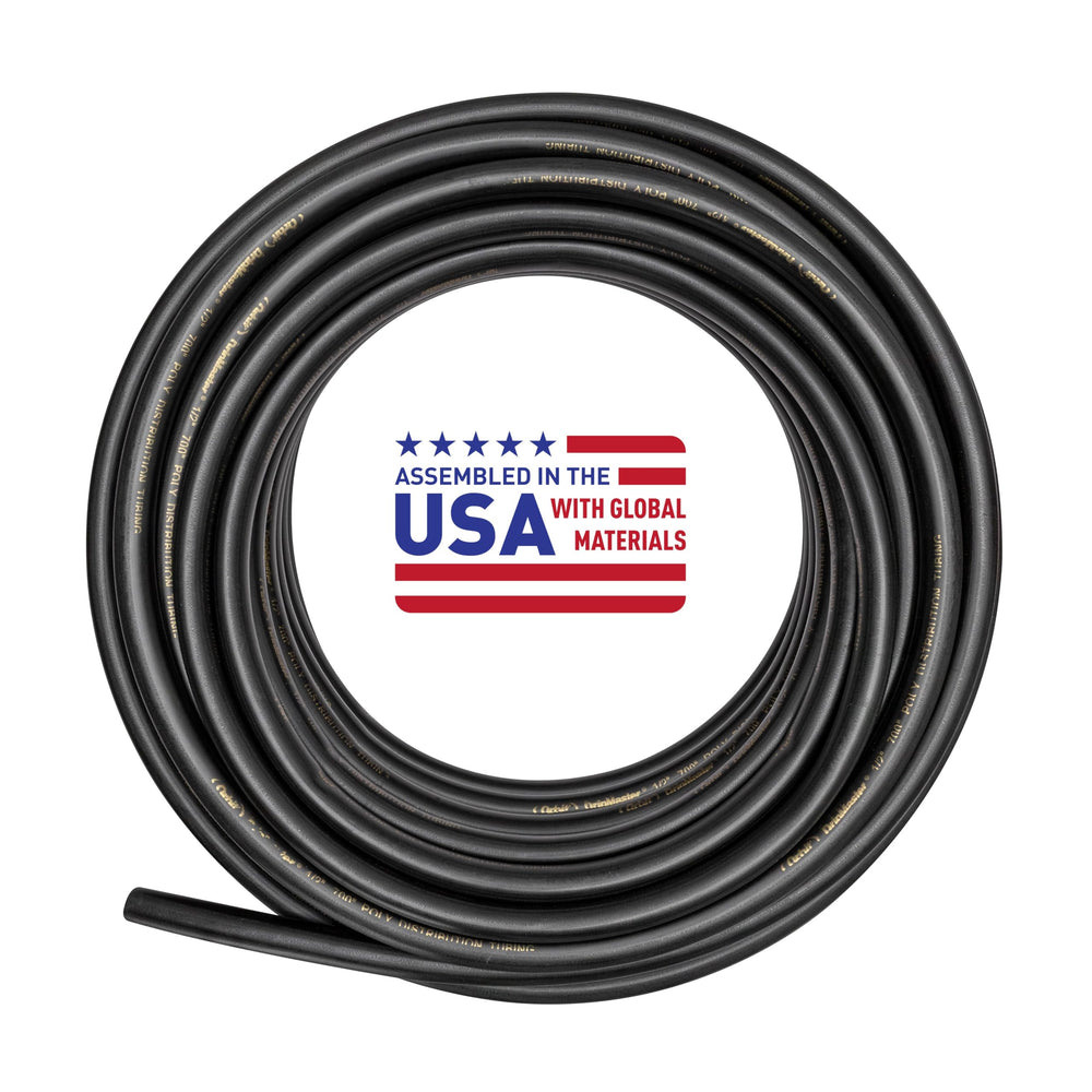 Orbit 1/2" x 100' Pro-Blend Flex Pipe packaging with specifications