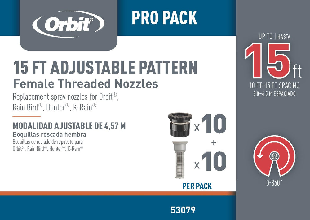 Orbit 15' Adjustable Pattern Spray Nozzle installation example