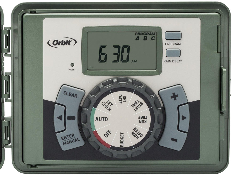 Orbit 57899 Sprinkler Timer side view with swing panel