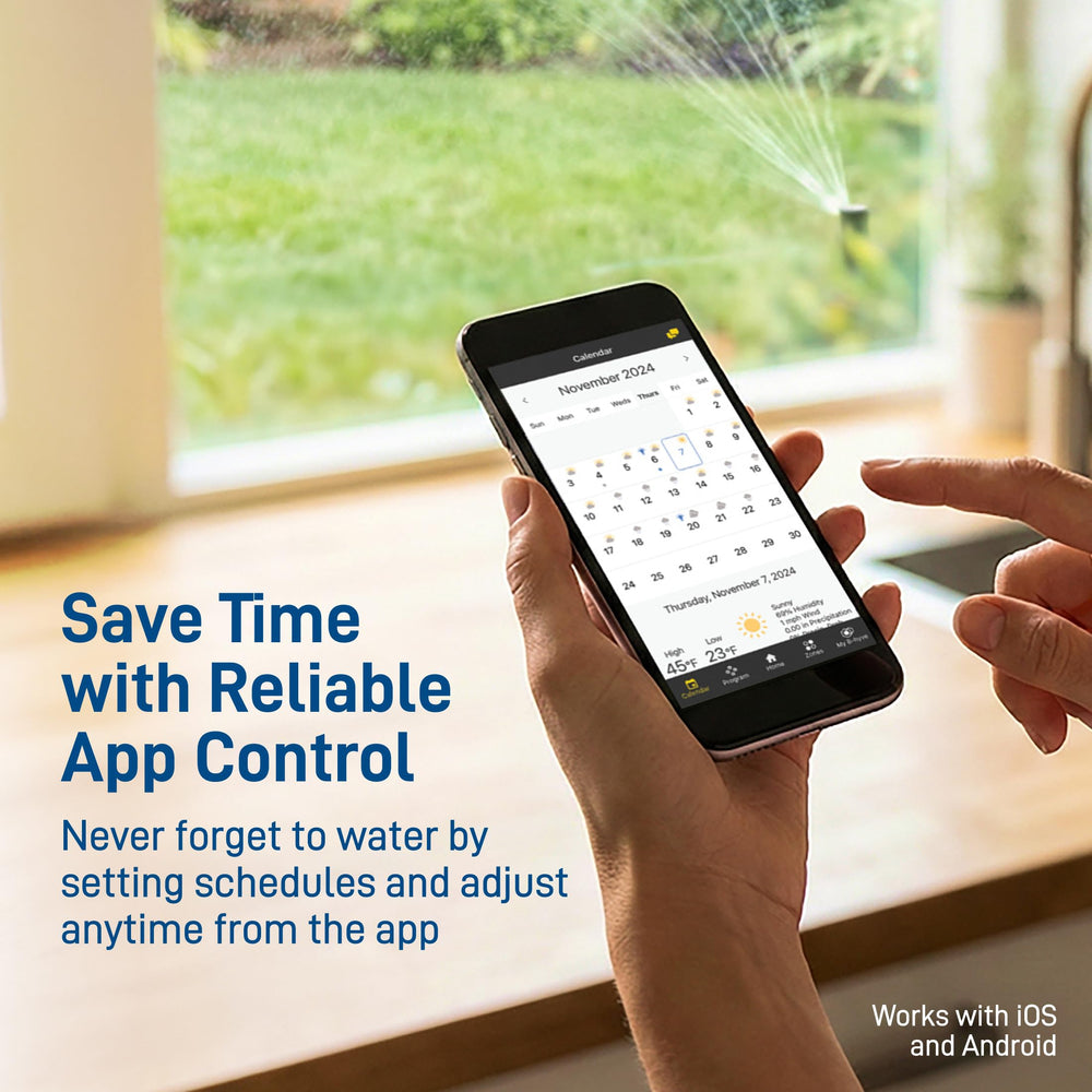 Orbit B-hyve controller showing multi-zone watering schedule