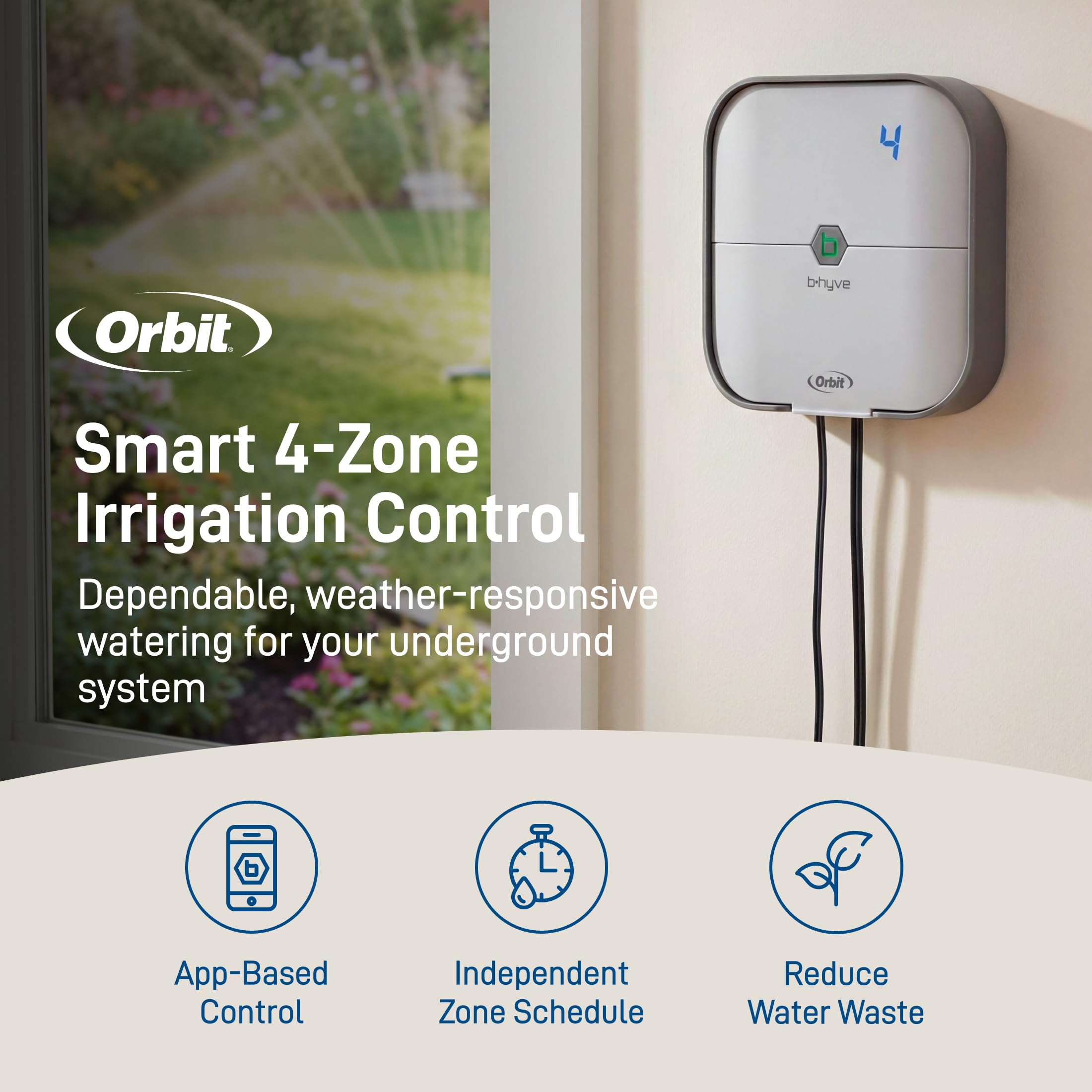 Orbit B-hyve controller with WiFi and Bluetooth connectivity options