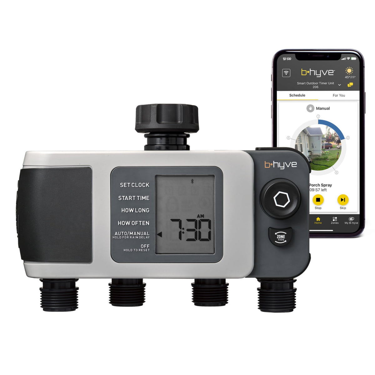 Orbit B-hyve XD 4-Port Smart Hose Watering Timer front view