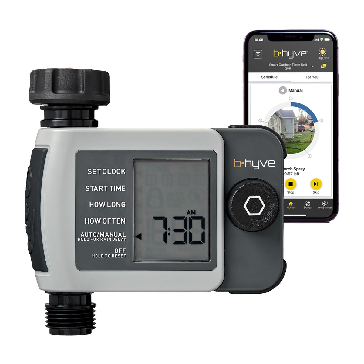 Orbit B-hyve XD Smart Hose Timer front view with control panel