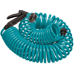Orbit Coil Garden Hose 25 ft blue model with nozzle