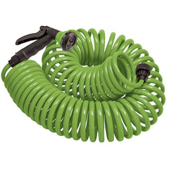 Orbit Coil Garden Hose 50 ft with 8-pattern nozzle in green