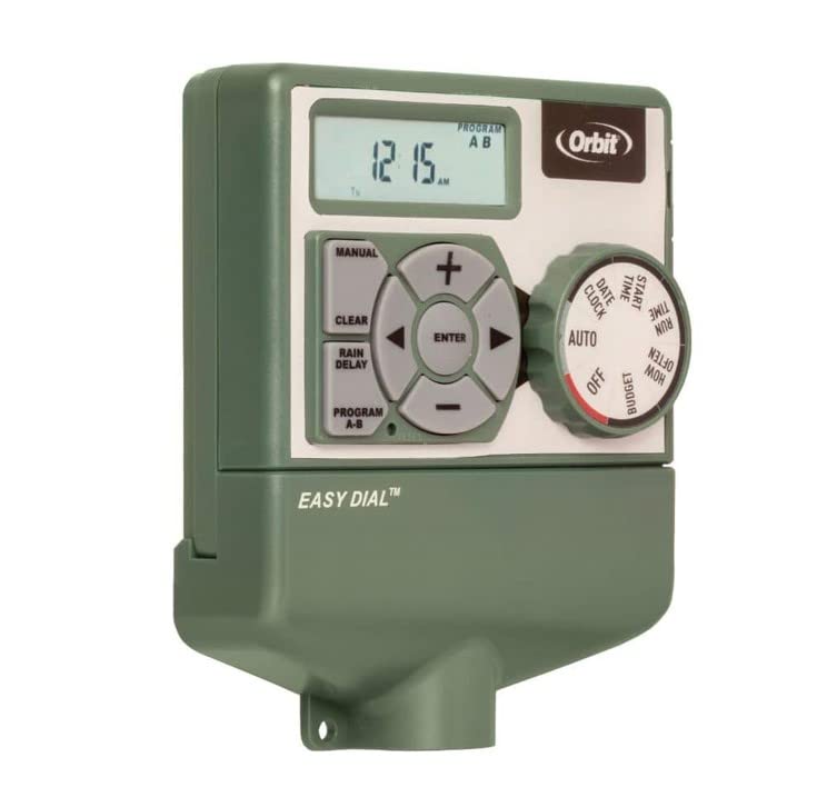 Orbit Easy Dial 6-Station Indoor Sprinkler Controller installation setup on wall