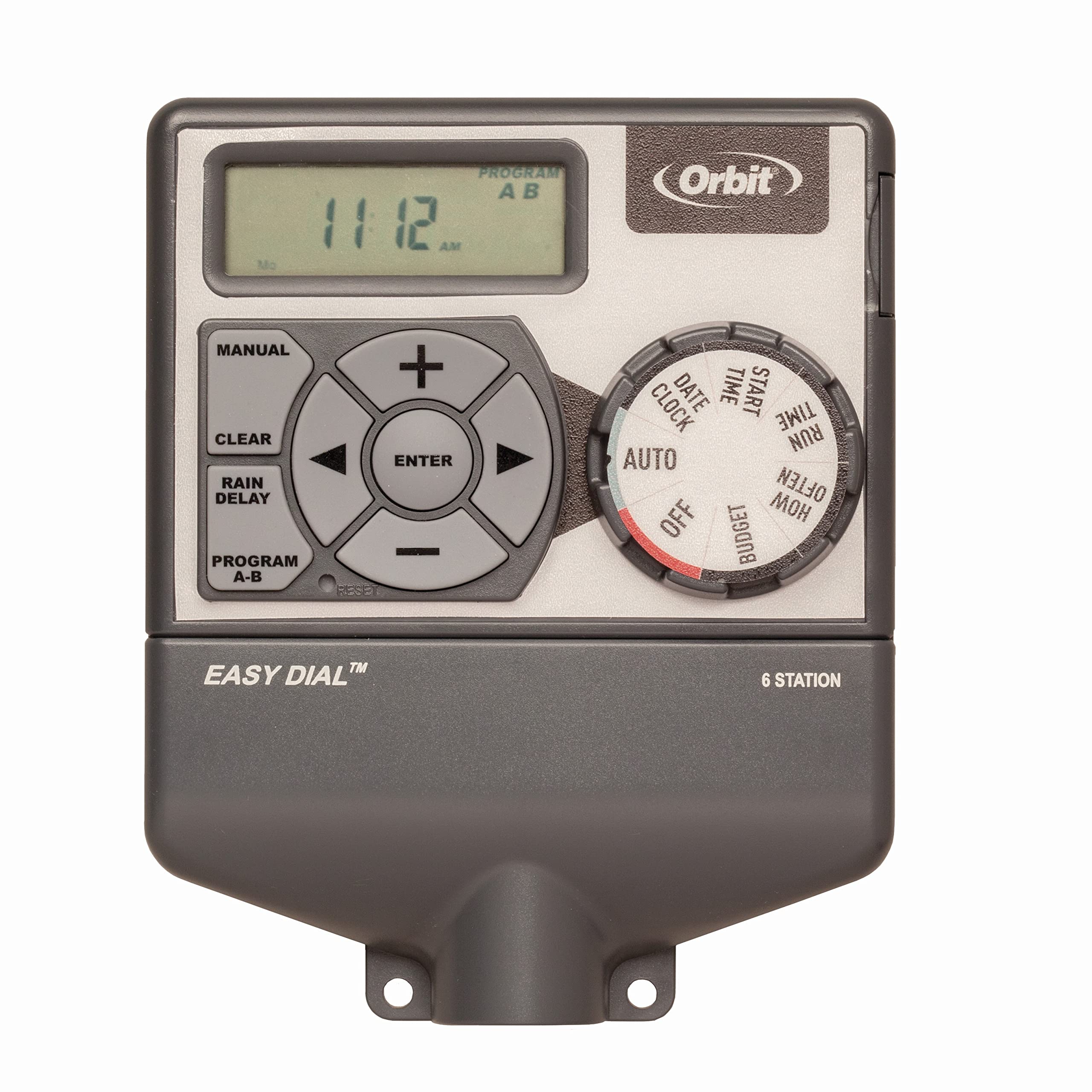 Orbit Easy Dial 6-Station Irrigation Controller front view in grey