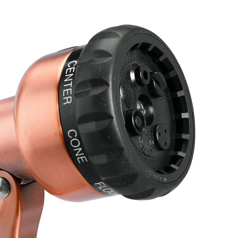 Orbit Gardening Hose Nozzle displaying seven spray patterns