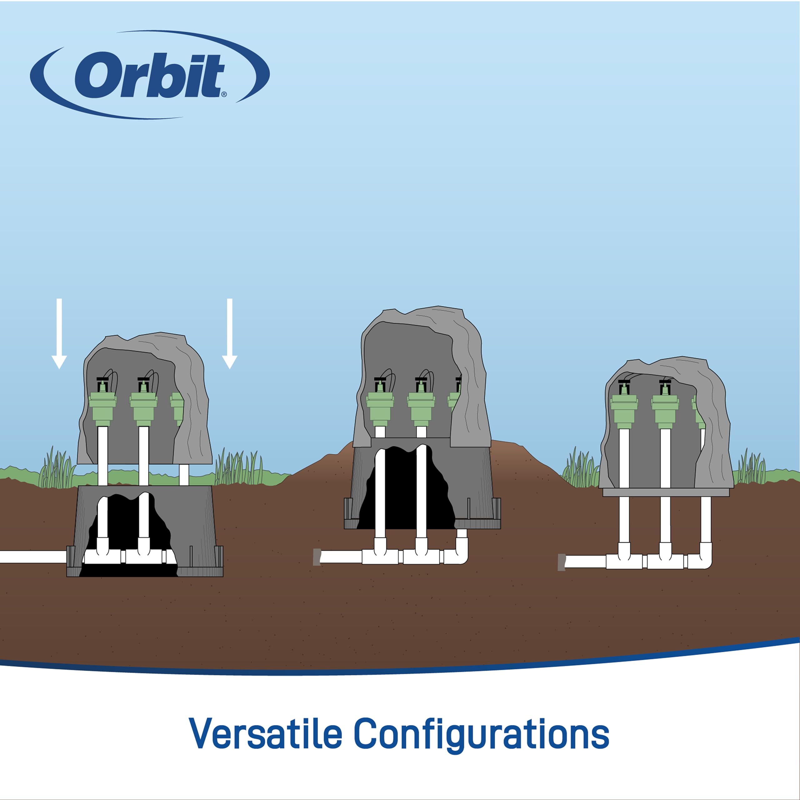 Orbit Granite Resin Valve Cover against a backdrop of plumbing equipment