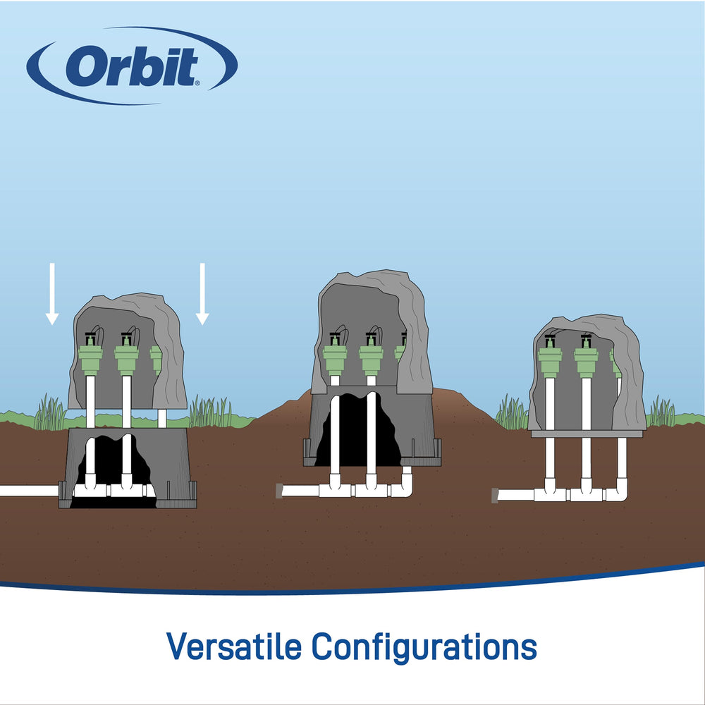 Orbit Granite Resin Valve Cover against a backdrop of plumbing equipment