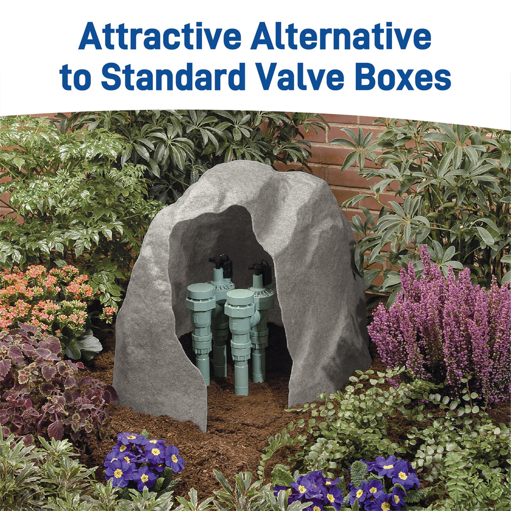 Orbit Granite Valve Cover in a landscaped garden