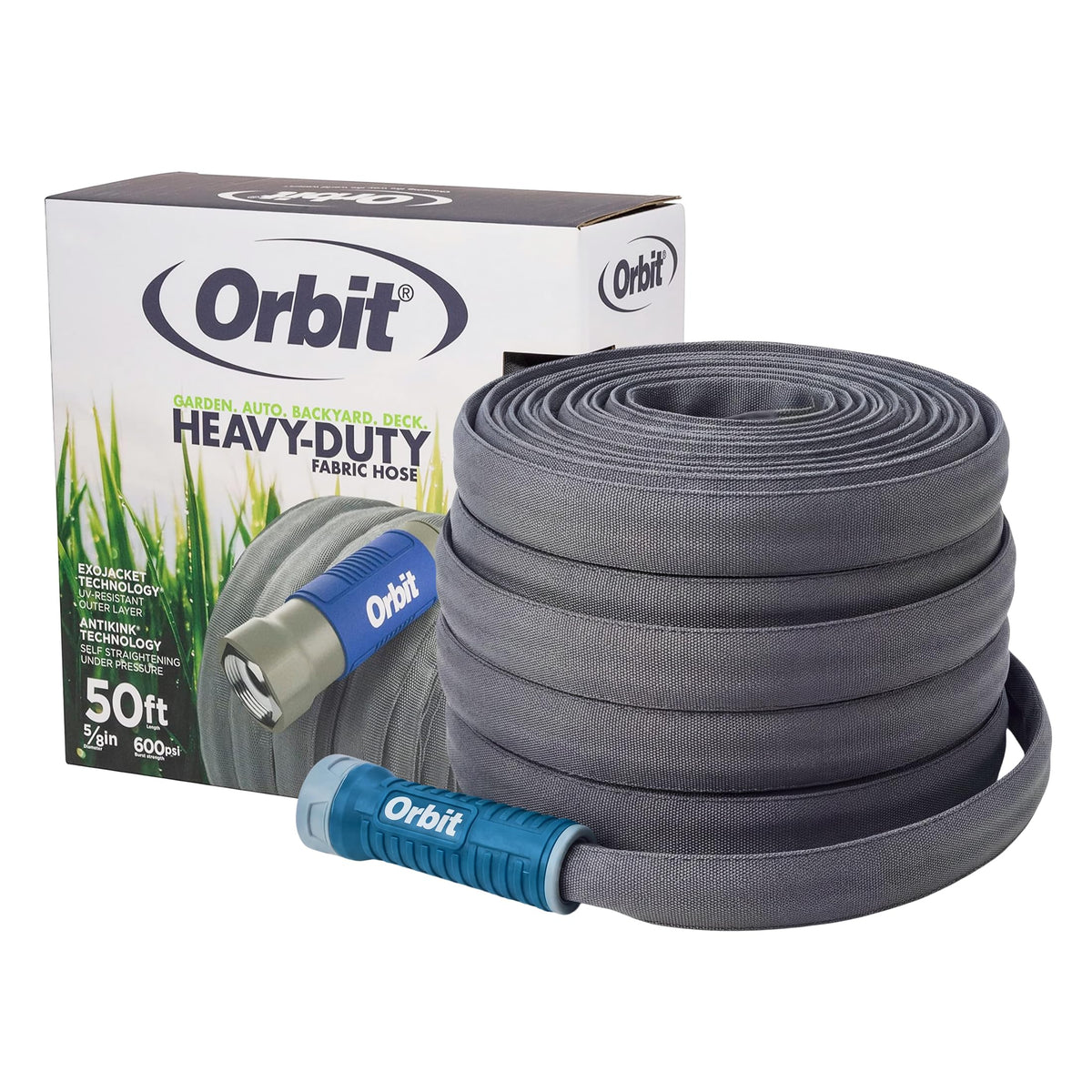 Orbit Heavy-Duty Fabric Garden Hose 50 ft in gray
