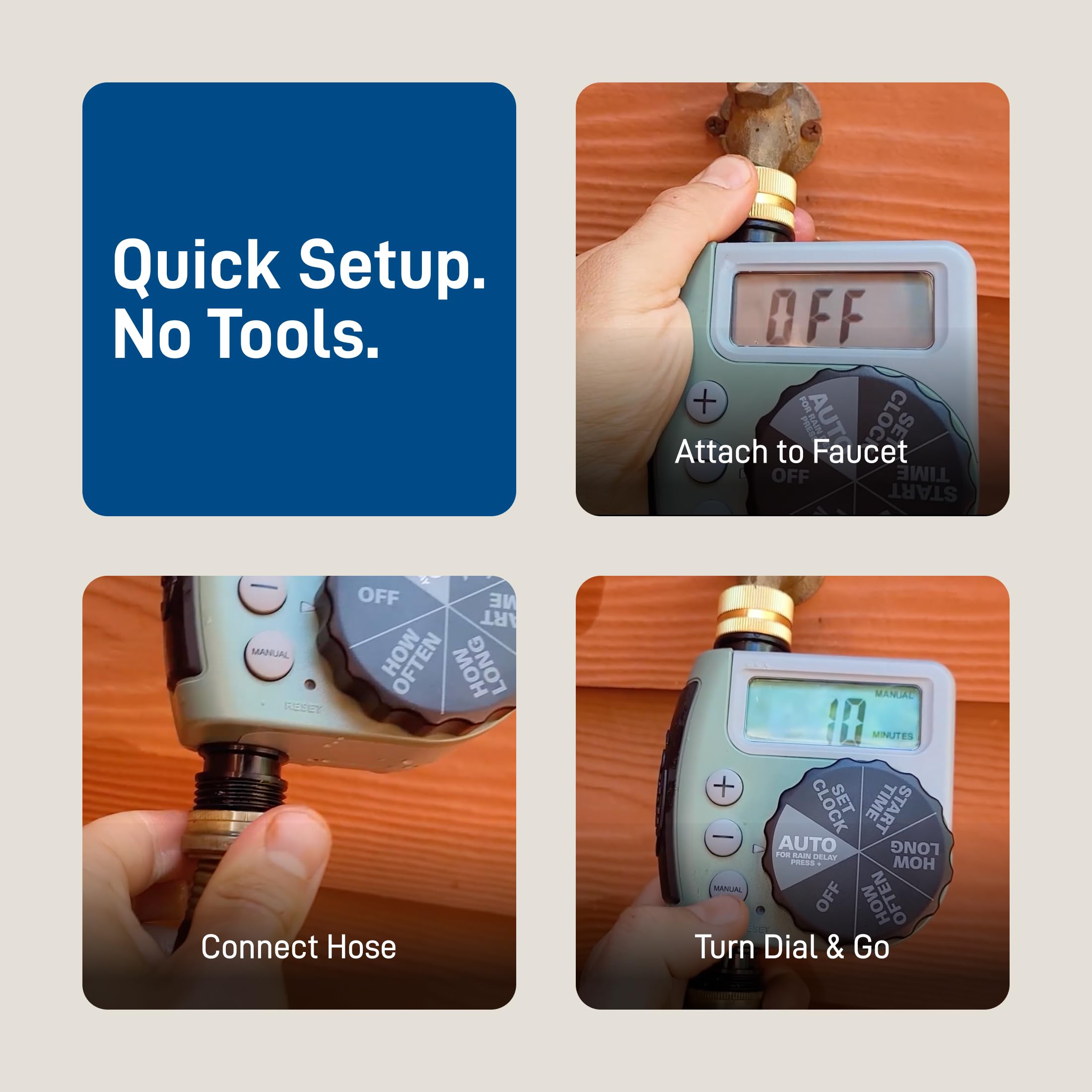 Orbit hose timer packaging with clear product details