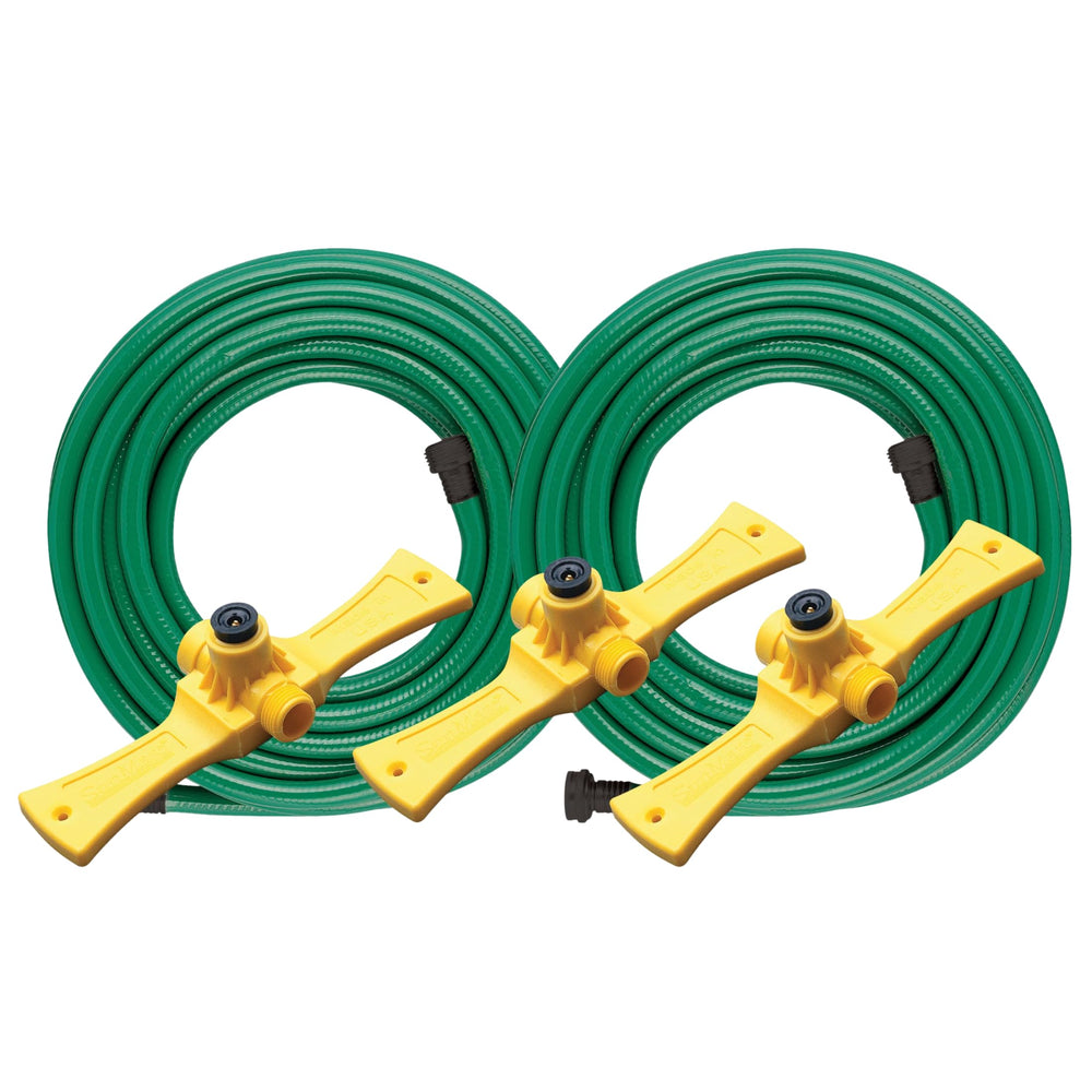 Orbit Port-A-Rain Sprinkler System green model with hoses and nozzles
