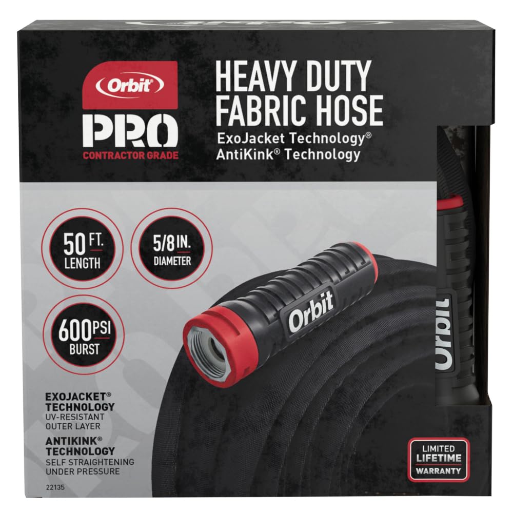 Orbit Pro ExoJacket Heavy Duty Water Hose 50 ft black front view