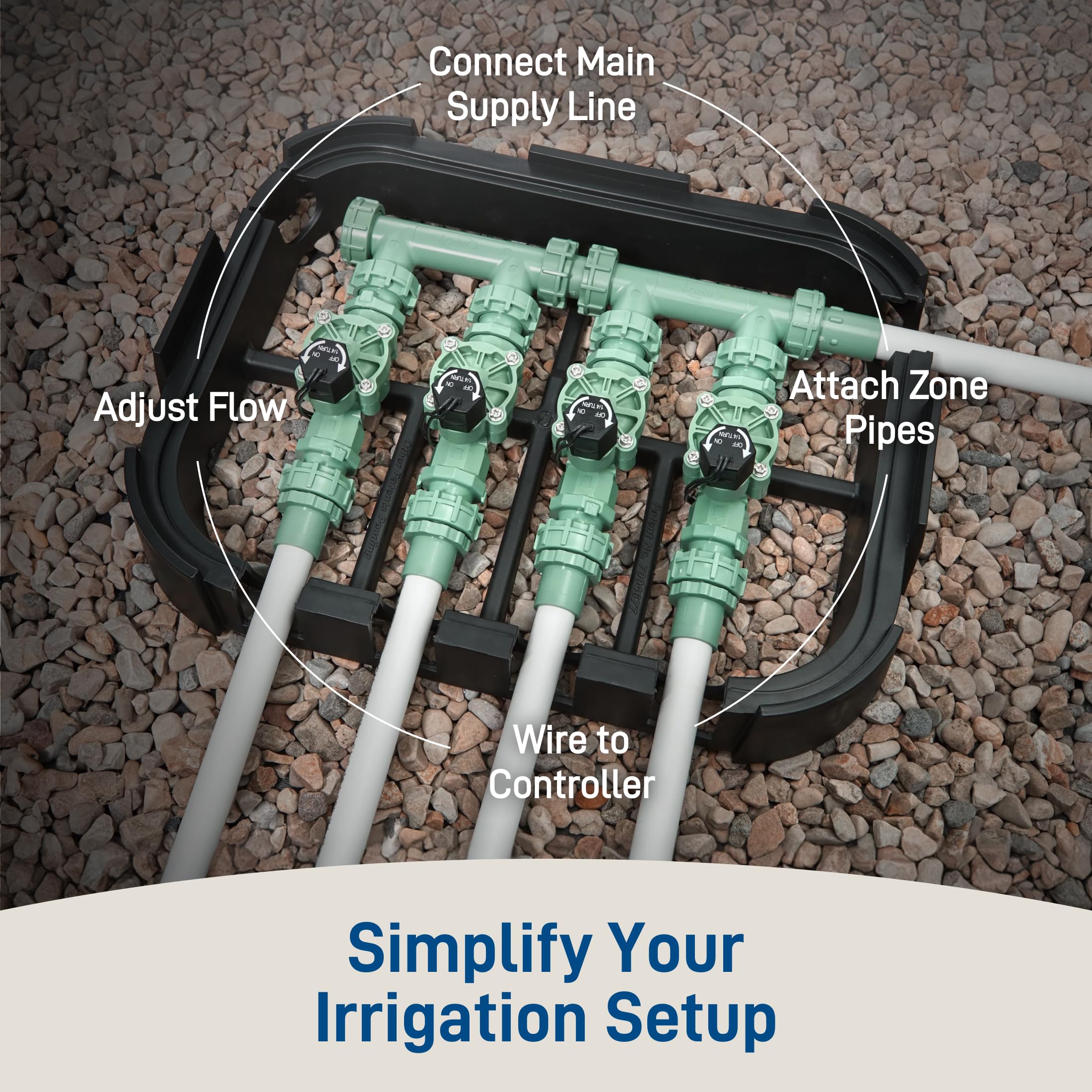 Orbit Sprinkler Manifold in outdoor garden setting