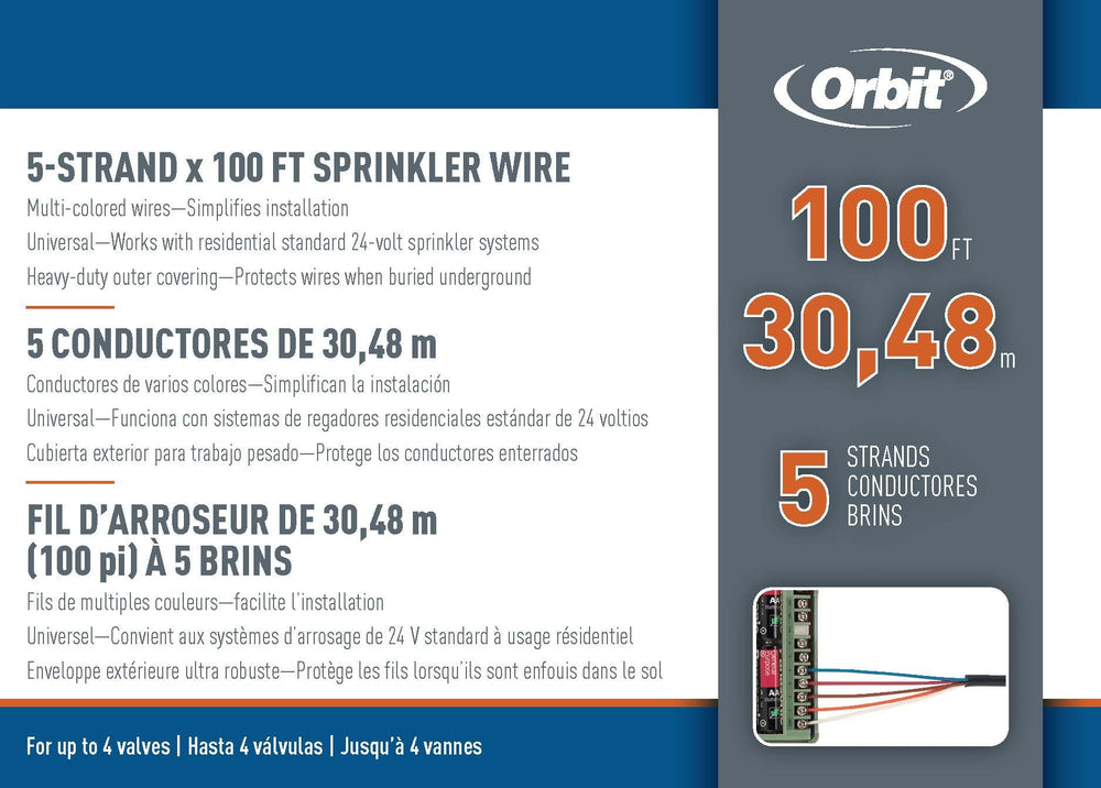Orbit Underground Sprinkler Wire 5-strand connection display