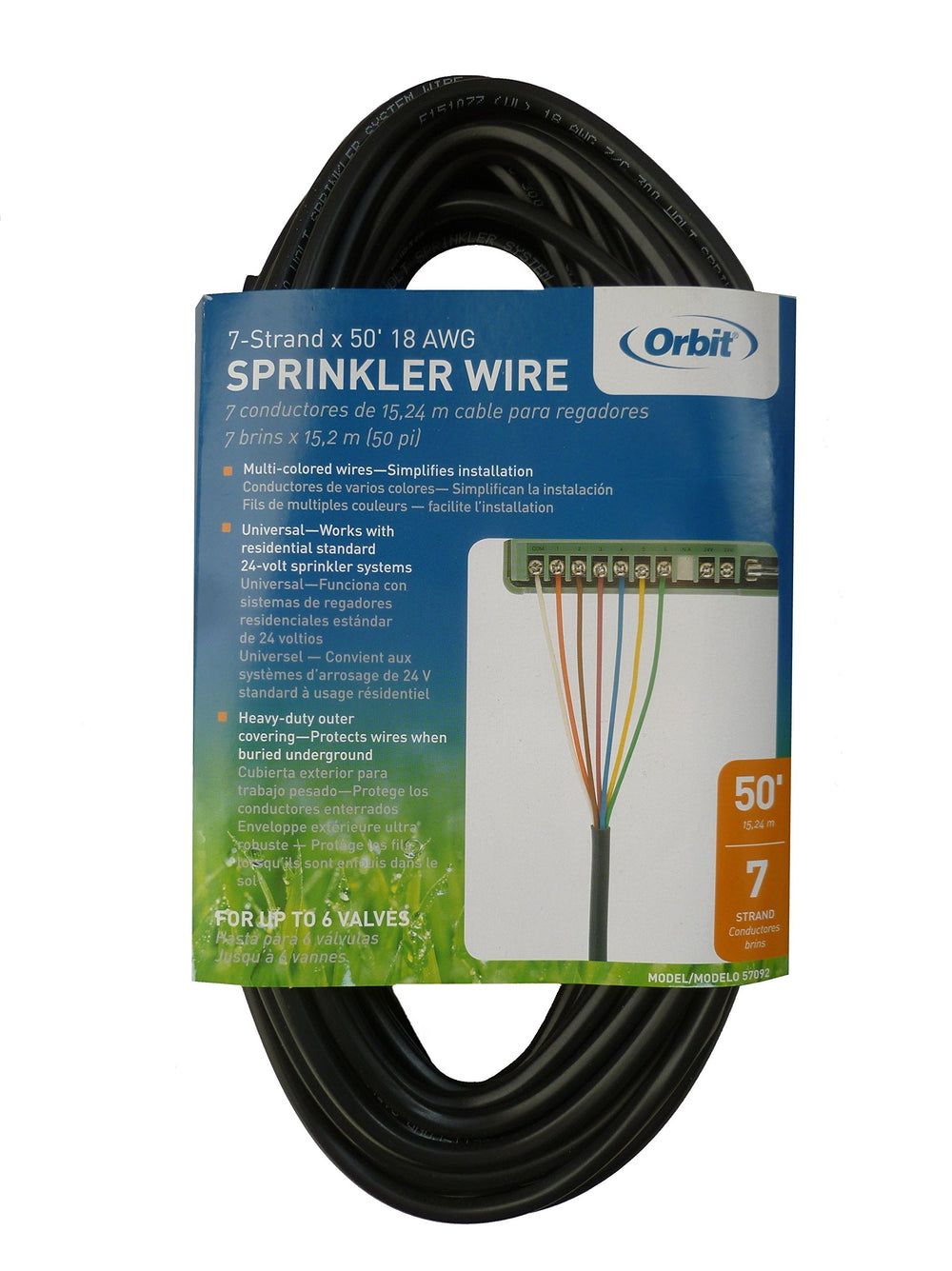 Orbit Underground Sprinkler Wire 50 ft, black PVC jacket
