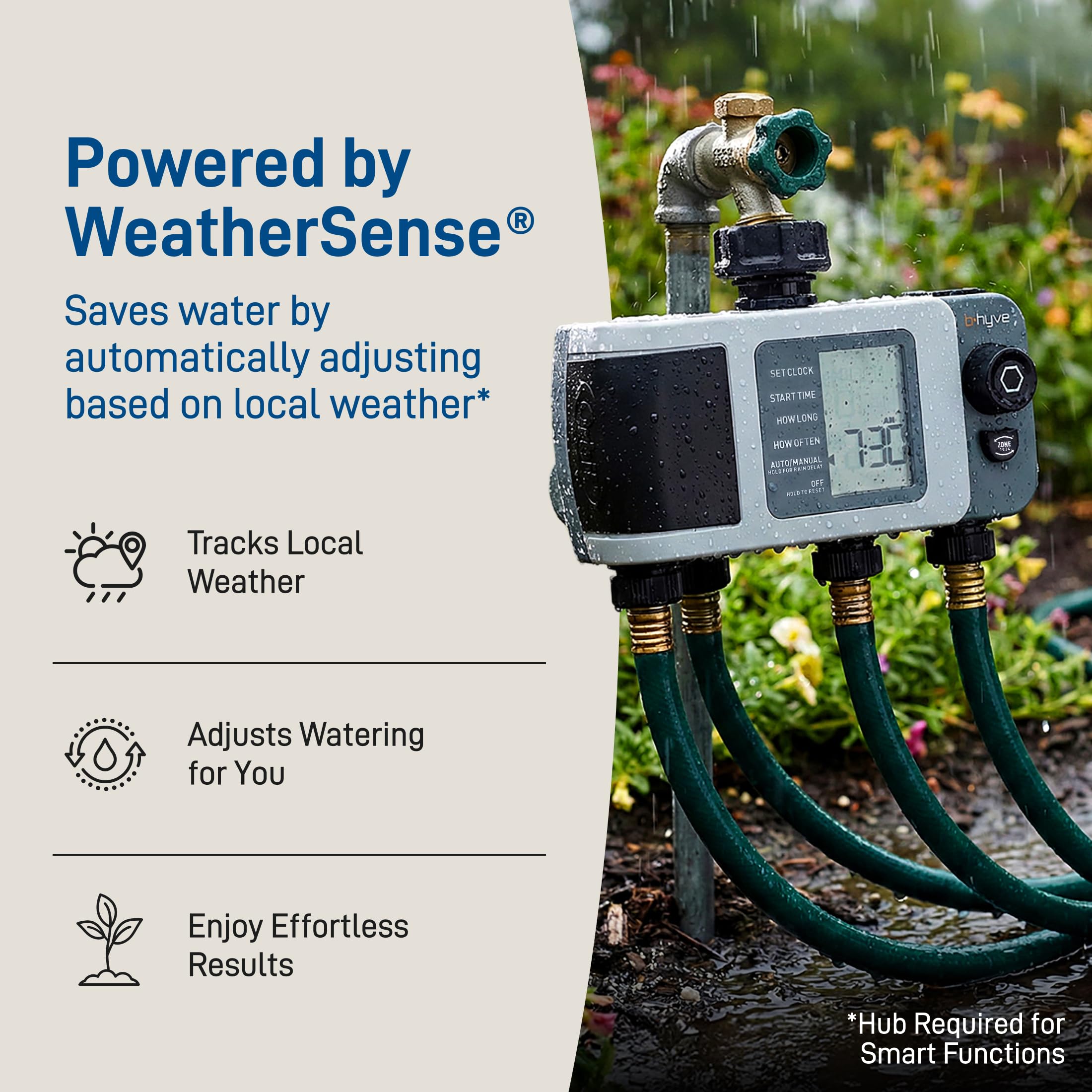 Orbit water timer installed on a garden hose