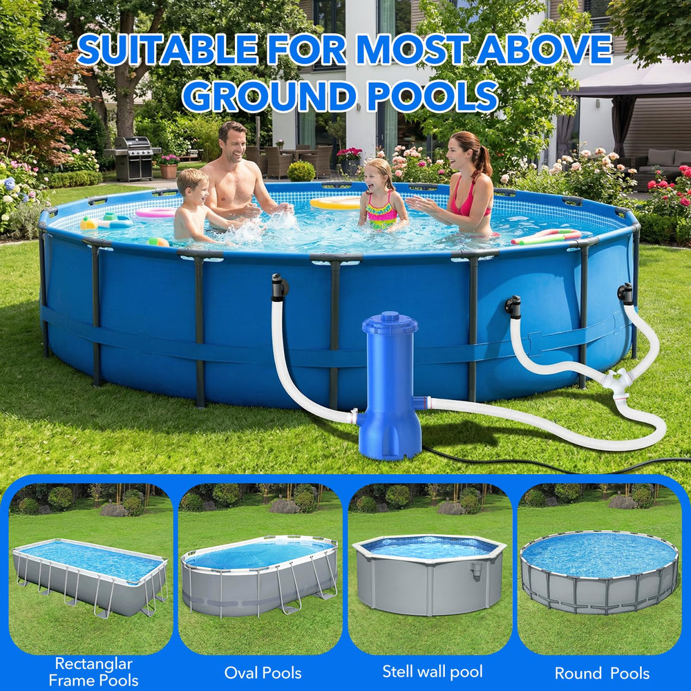 Orealla filter pump in use with an above-ground pool