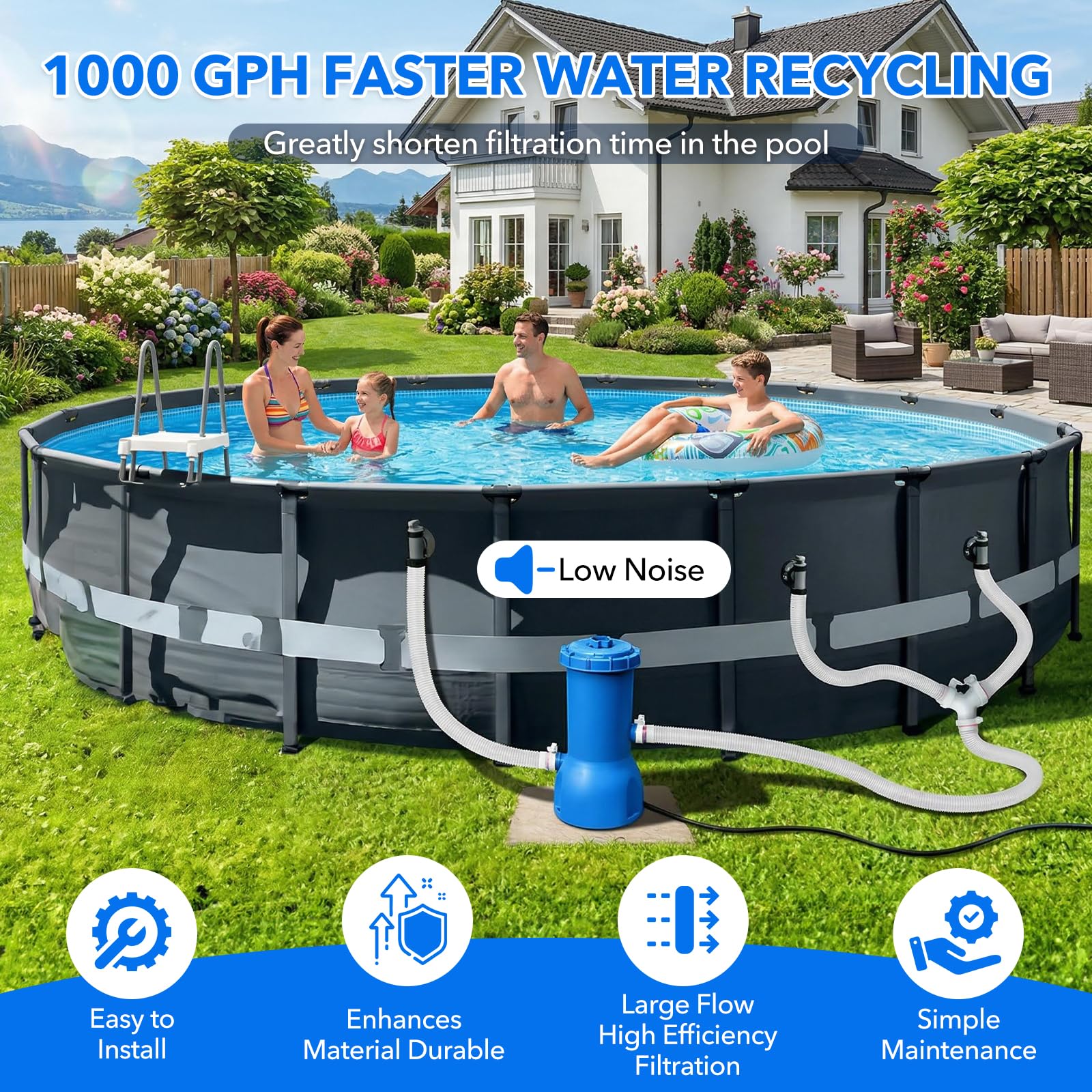 Orealla filter pump with hose and accessories included