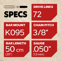 Oregon 20" guide bar with K095 motor mount