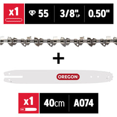 Oregon chainsaw chain details showing 55 drive links