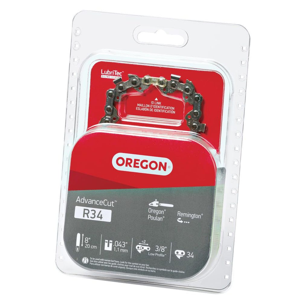 Oregon Chainsaw Chain displaying top-plate filing indicators for sharpening