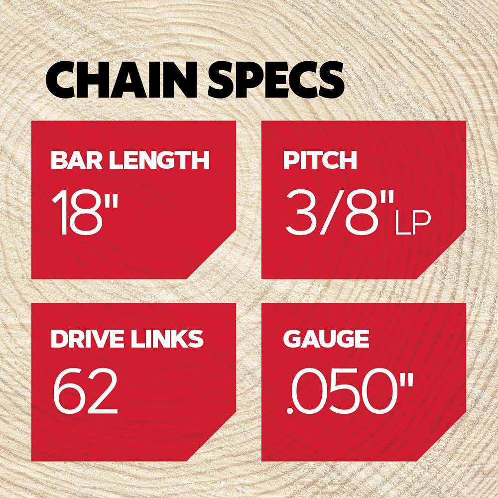 Oregon Chainsaw Chain package showing dimensions