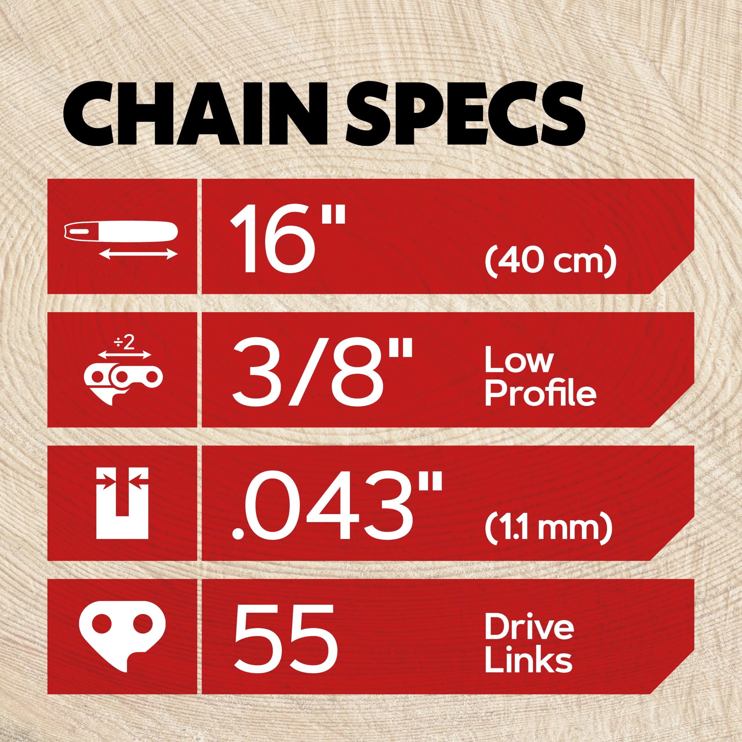 Oregon Chainsaw Chain showing chrome finish and drive links