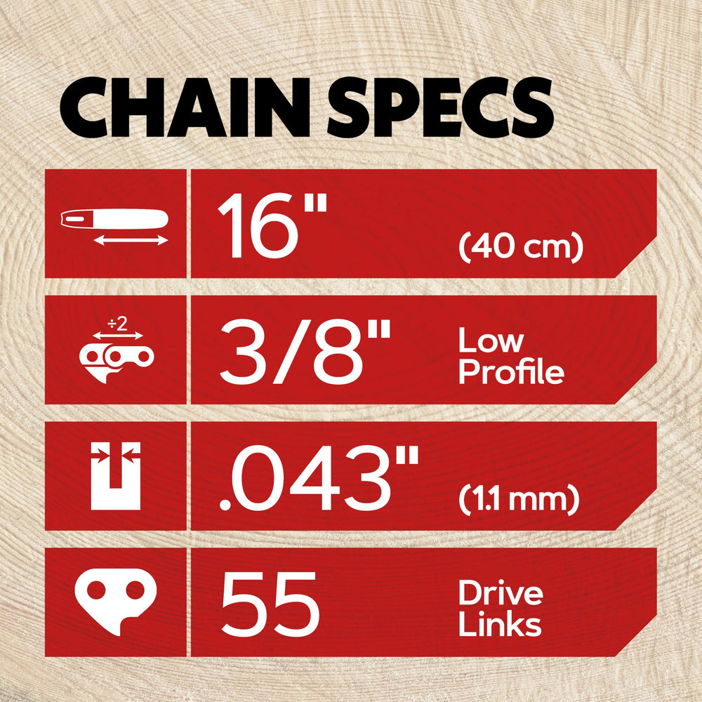 Oregon Chainsaw Chain showing chrome finish and drive links
