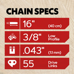 Oregon Chainsaw Chain showing chrome finish and drive links