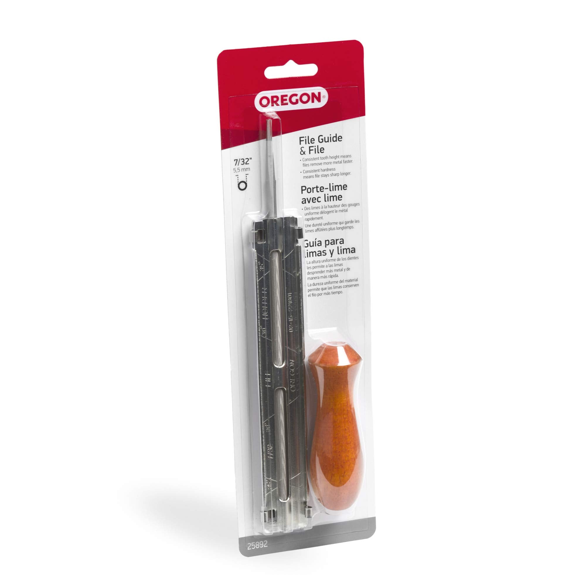 Oregon chainsaw file guide packaging with included round file