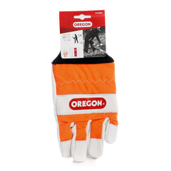 Oregon Chainsaw Gloves showing reinforced left-hand protection