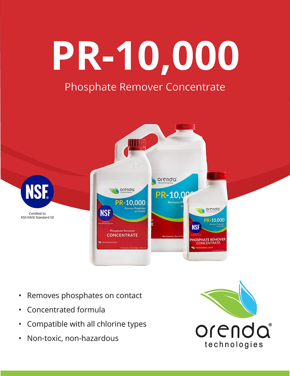 Orenda PR-10000-QT phosphate remover concentrate in use in pool